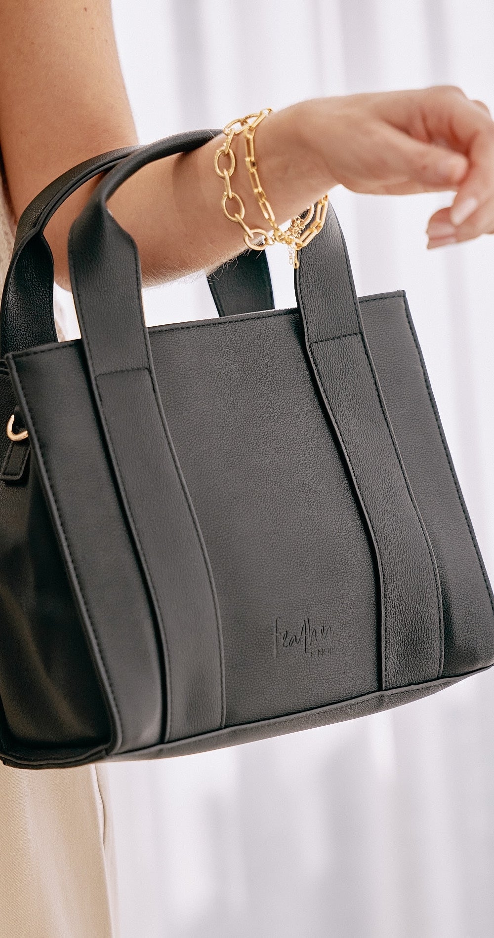Feather and noise lyla mini tote bag black kinfolk collective